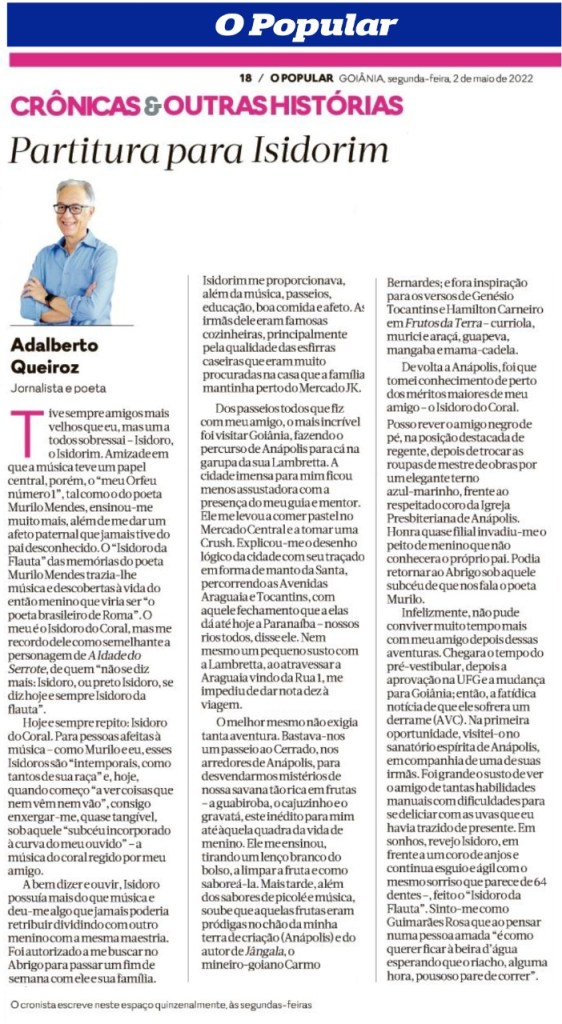 Crônica, Jornal O POPULAR, Goiânia